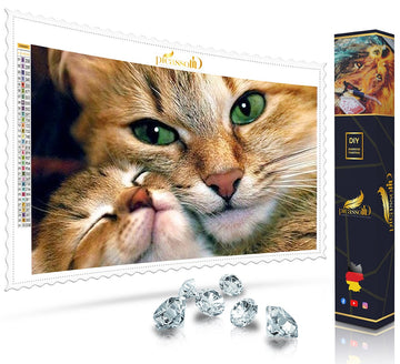 Diamond Painting - Katzenmama mit Baby
