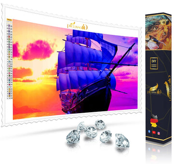 Diamond Painting - Segelschiff im Farbspiel 50x70 cm