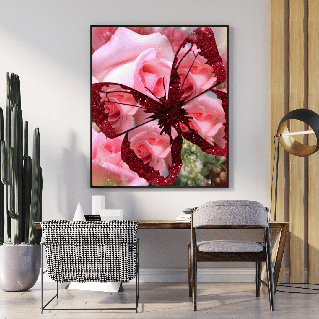 Diamond Painting - Schmetterling der Rosen