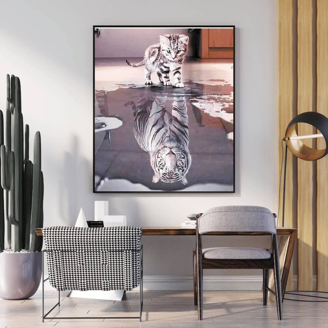 Diamond Painting - Katze mit unfassbarem Mindset