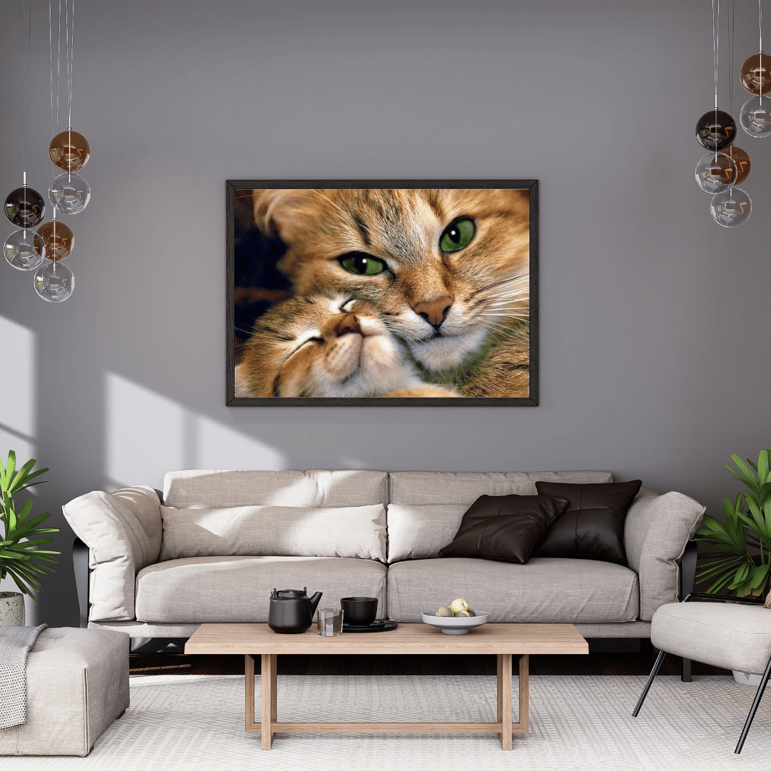 Diamond Painting - Katzenmama mit Baby