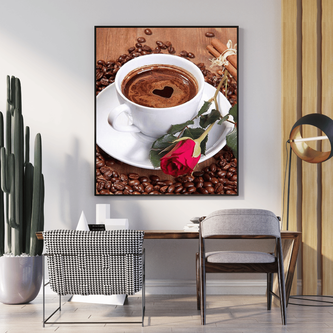 Diamond Painting - Kaffeeliebhaber mit der Rose