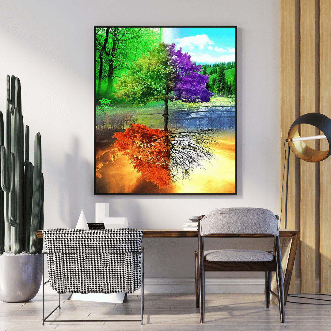 Diamond Painting - Farbenfroher Baum der Jahreszeiten 50x65 cm