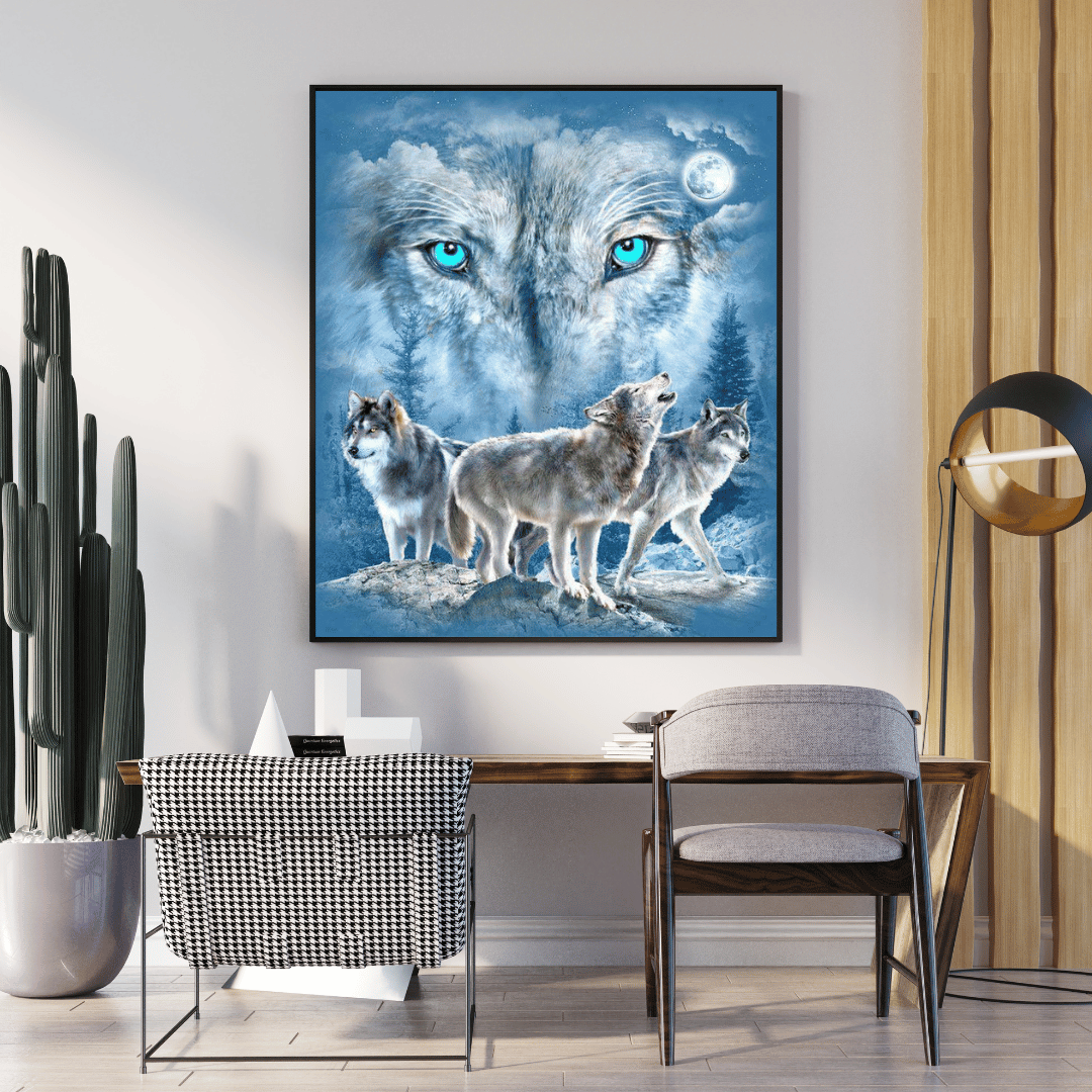 Diamond Painting - Wolfsrudel im Eis 50x60 cm