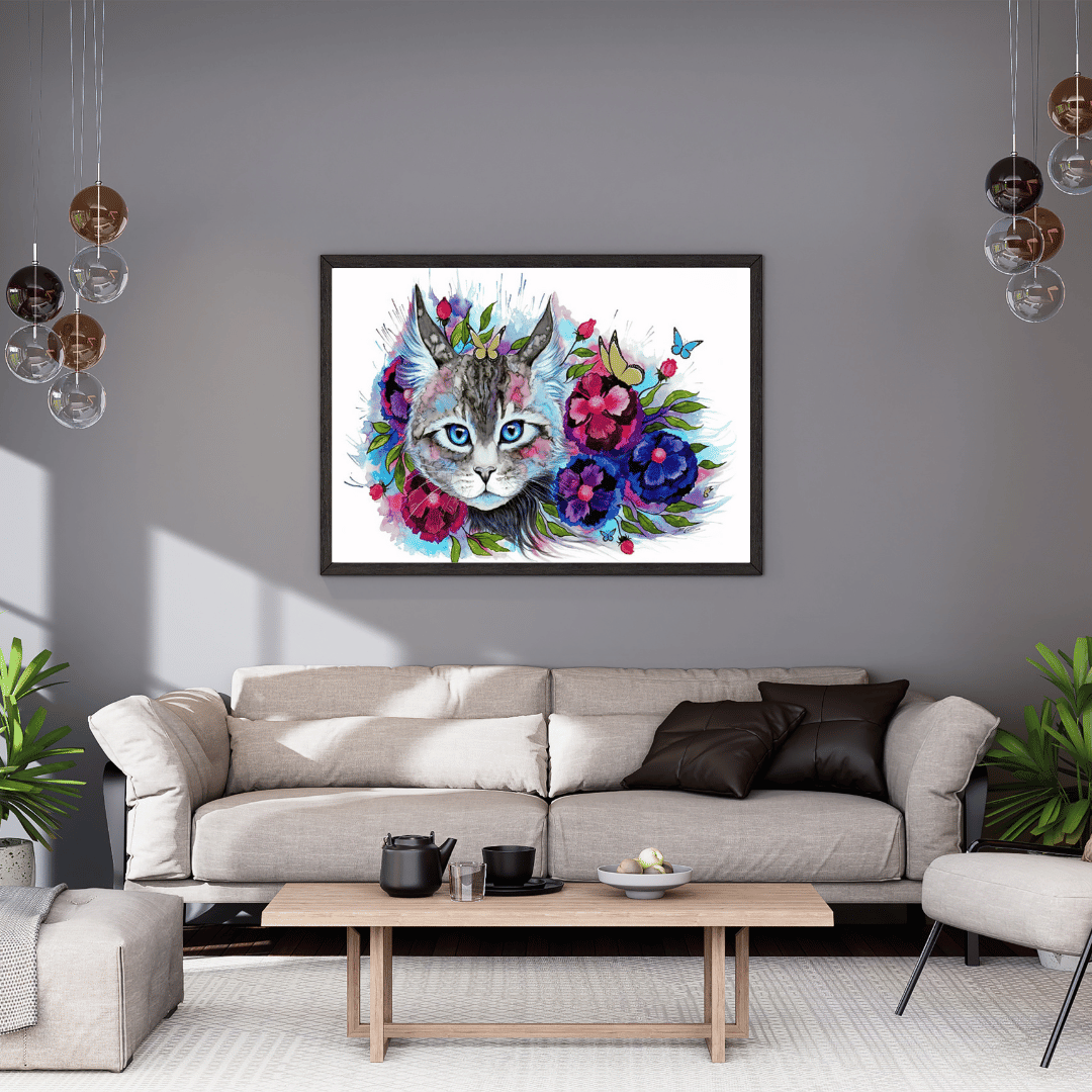 Diamond Painting - Katzen Blüten 50x70 cm