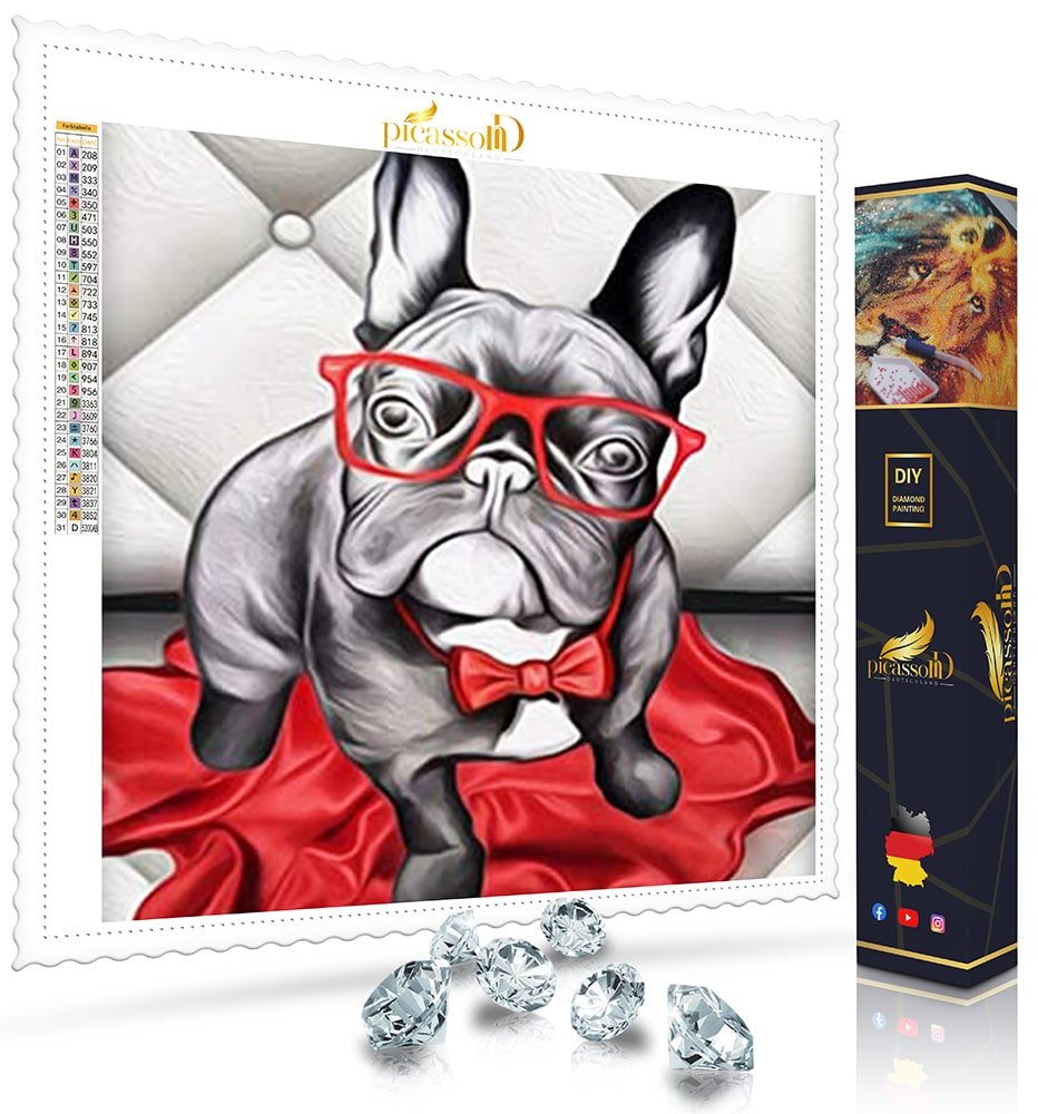 Diamond Painting - Stylischer Hund mit Fliege