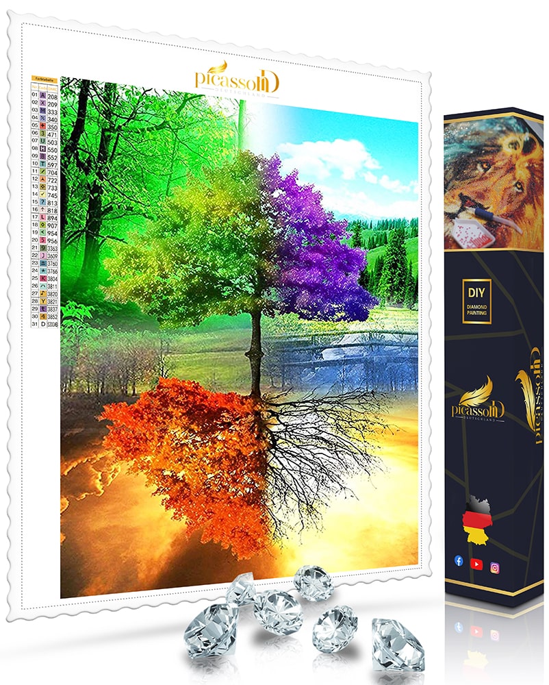 Diamond Painting - Farbenfroher Baum der Jahreszeiten 50x65 cm