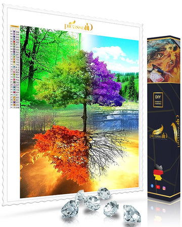 Diamond Painting - Farbenfroher Baum der Jahreszeiten 50x65 cm