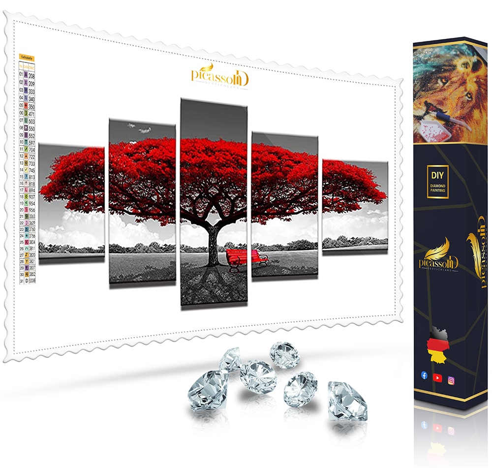 Diamond Painting - XXL-Einsamer Baum in Red